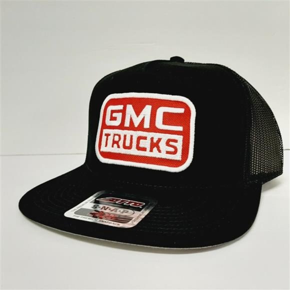 GMC TRUCKS Patch on Richardson 112 Trucker Hat Snapback  RETRO GMC Flat Bill Mesh Snapback Embroidered Patch Cap Hat Trucker Black Trucks